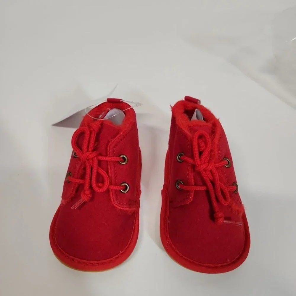 Baby‎ Non-slip lace up booties in red - Size 120mm (6-12 months)